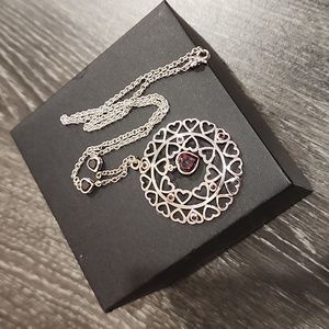 Vintage Medallion Sterling Silver Heart Gem Statement Necklace